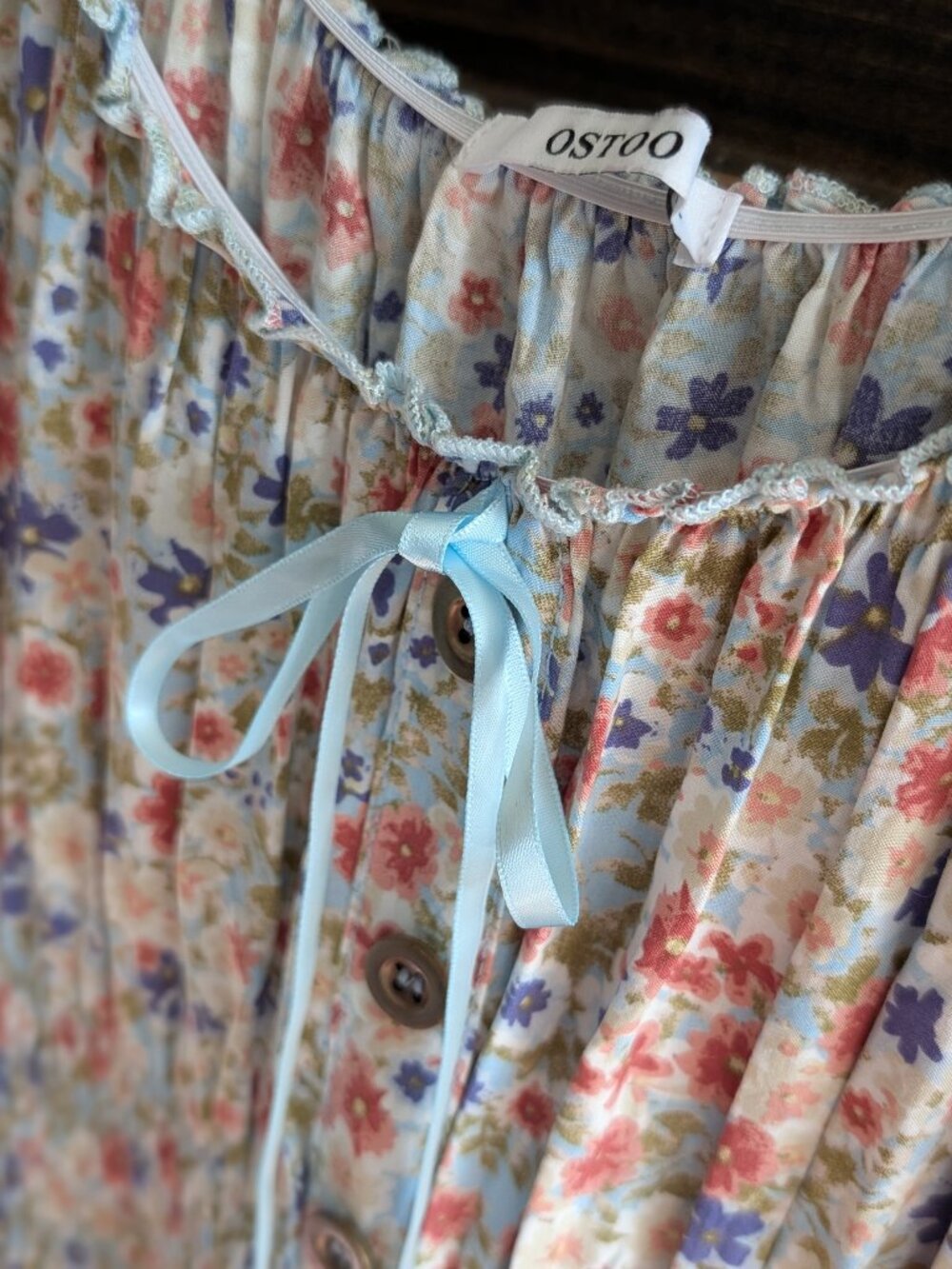 Cottagecore Floral Smocked Milkmaid Maxi Dress L 100% Viscose - Picture 5 of 7